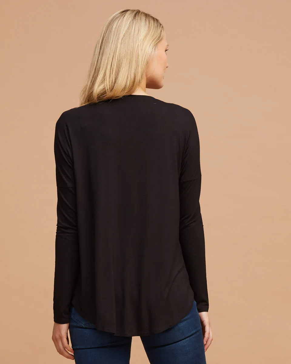 Bamboo Long Sleeve Nursing Tee - Black