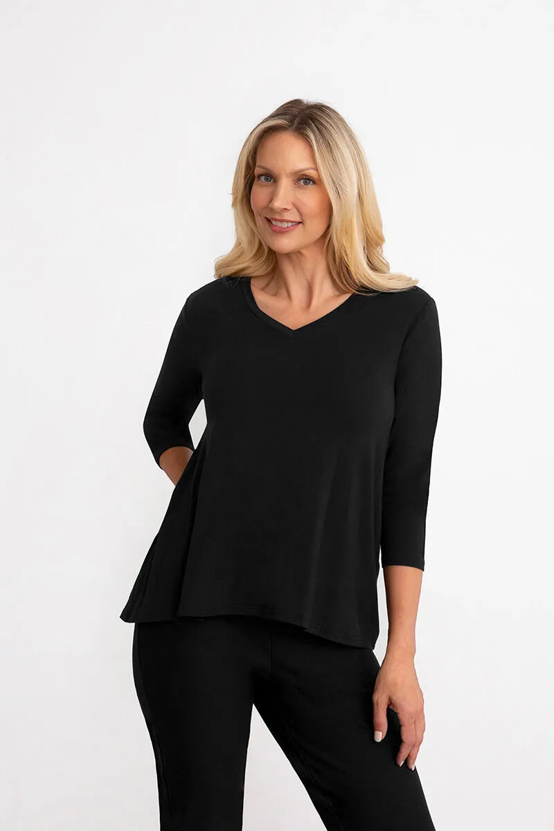 Bamboo V-Neck Trapeze T | Black