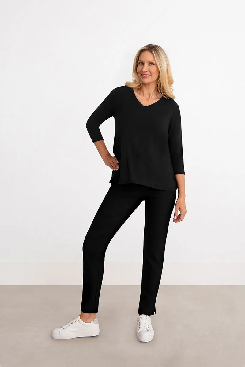 Bamboo V-Neck Trapeze T | Black