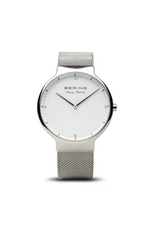 Bering Max Rene Collection Gents Silver Case White Dial Milanese Silver Strap