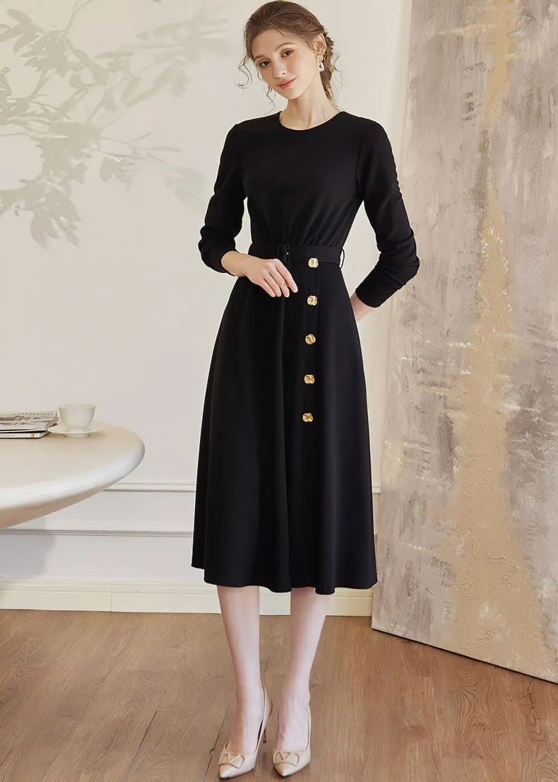 BLACK KNIT SLIM DRESS