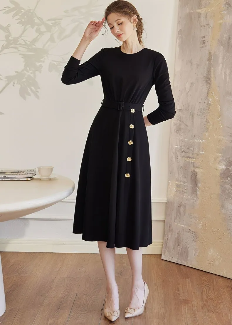 BLACK KNIT SLIM DRESS