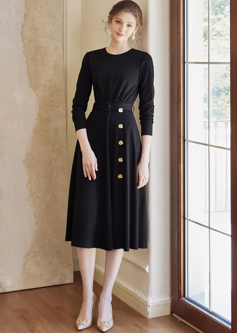 BLACK KNIT SLIM DRESS