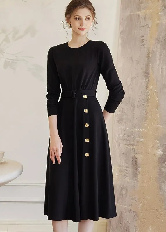 BLACK KNIT SLIM DRESS