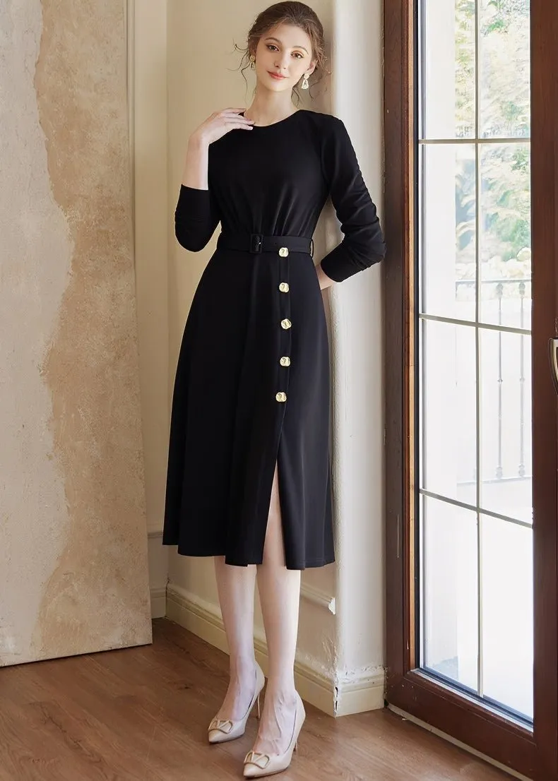 BLACK KNIT SLIM DRESS