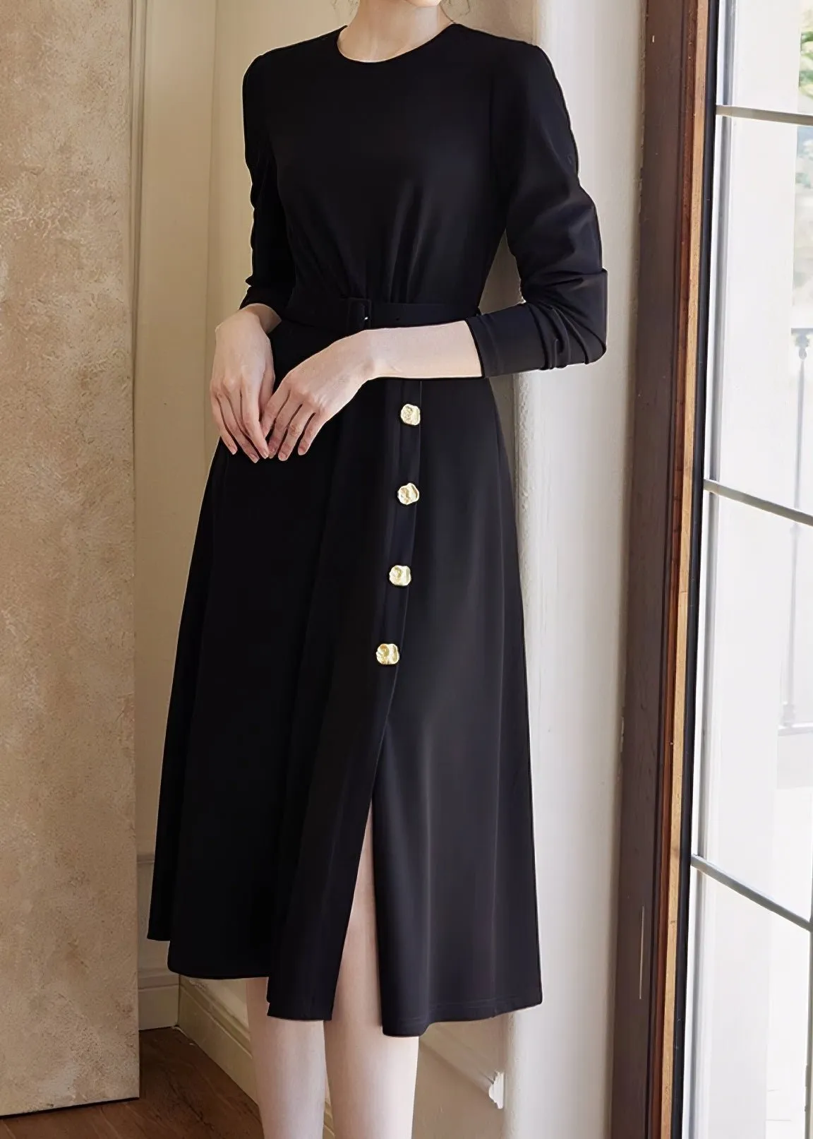 BLACK KNIT SLIM DRESS