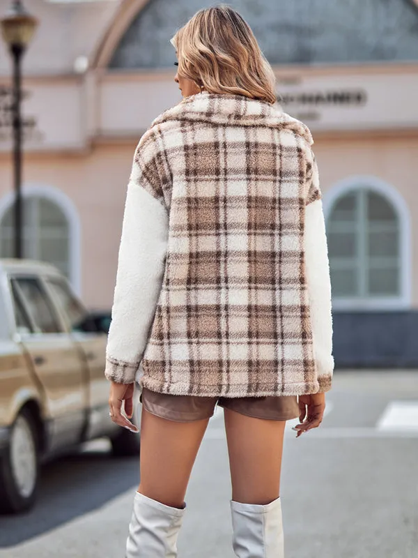 Bohemian Plaid Winter Soft Plush Women's Jacket