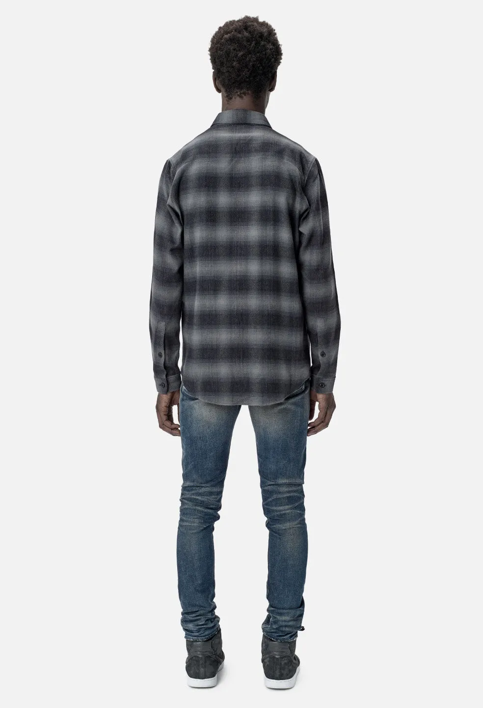 Brushed Flannel Button Up / Grey