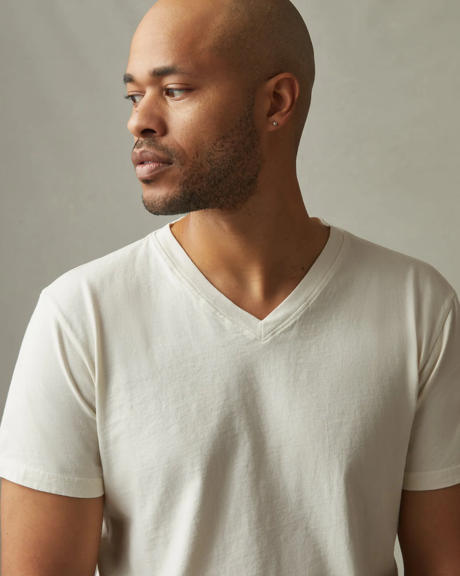 Classic Cotton V-Neck Tee - Turtledove