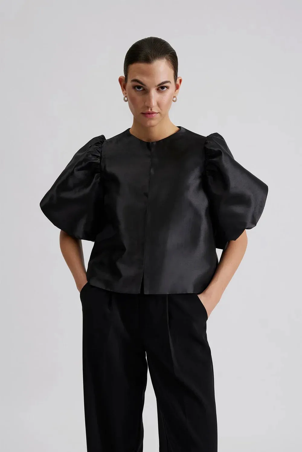 Cleo Puff Sleeve Top Black