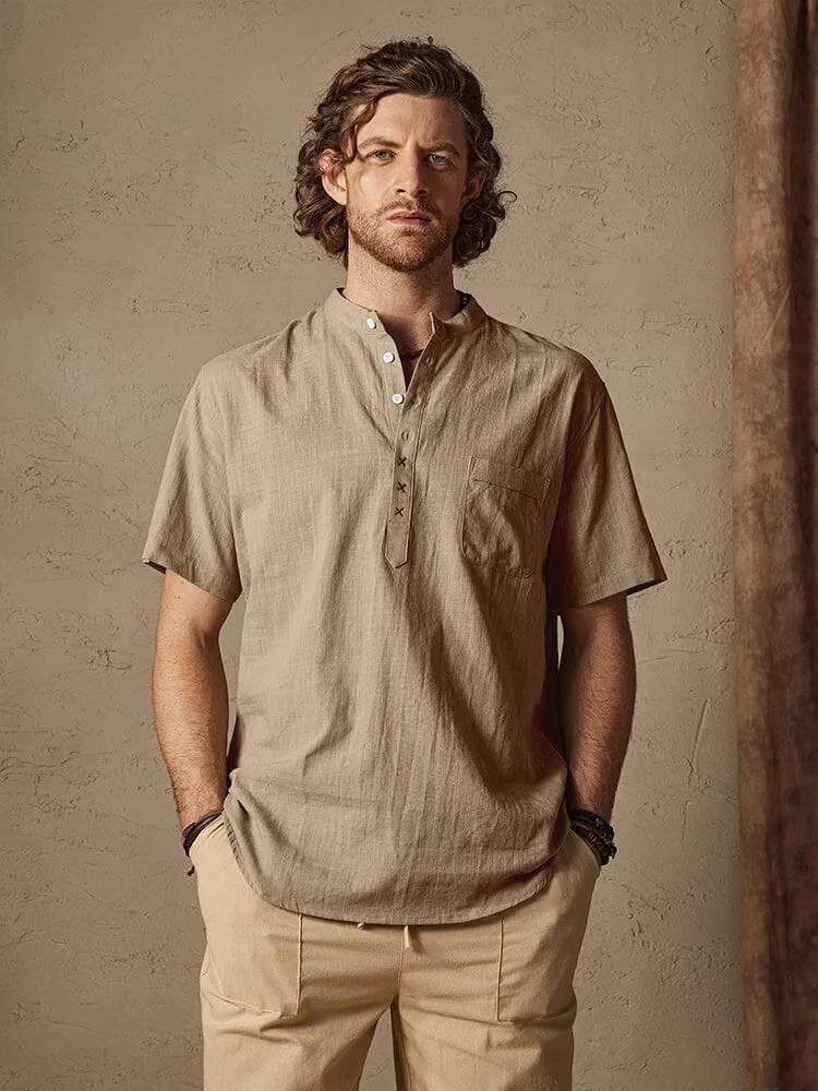 Cotton Linen Cozy Solid Button Shirt