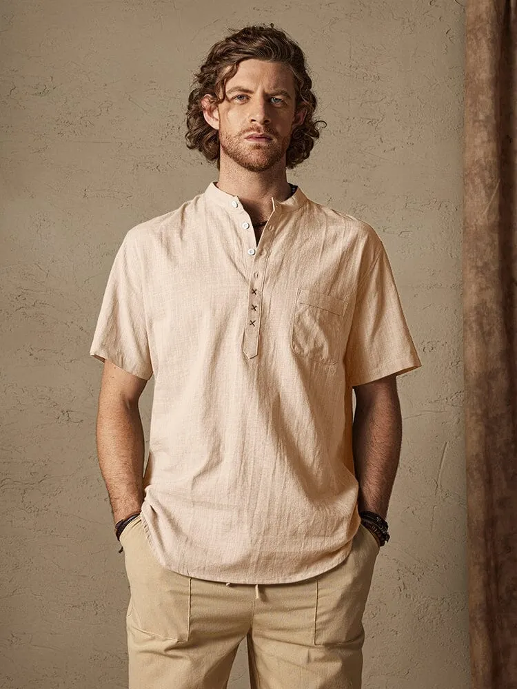 Cotton Linen Cozy Solid Button Shirt