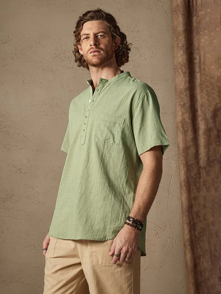 Cotton Linen Cozy Solid Button Shirt