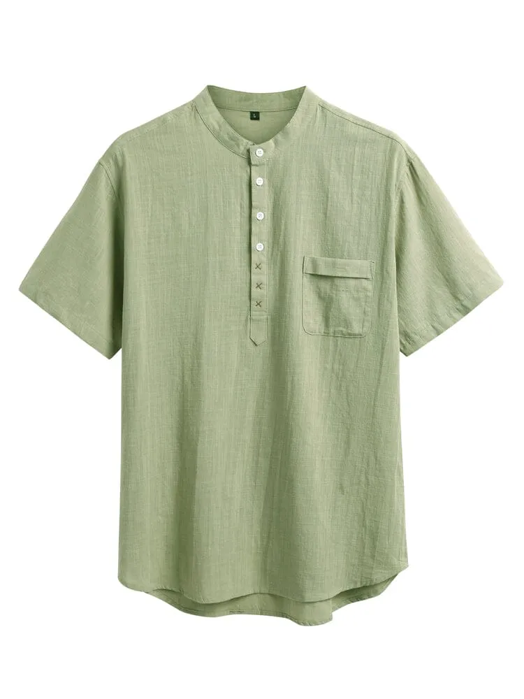 Cotton Linen Cozy Solid Button Shirt