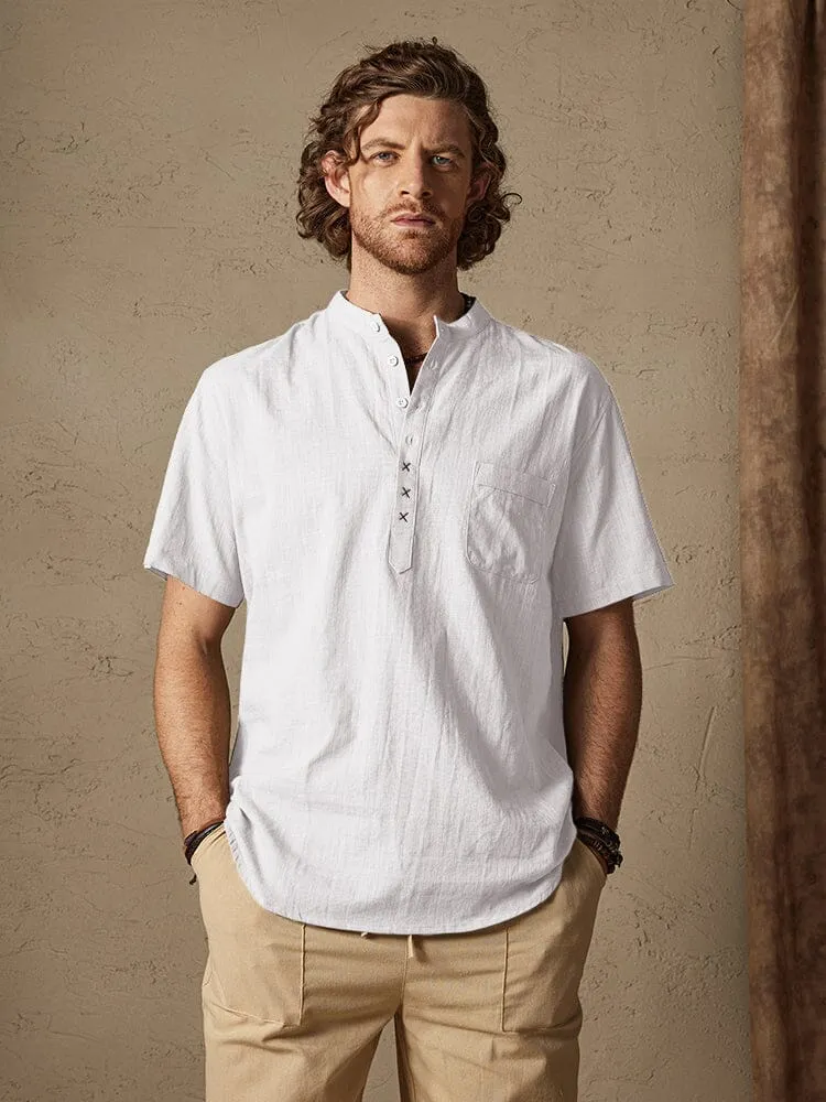 Cotton Linen Cozy Solid Button Shirt