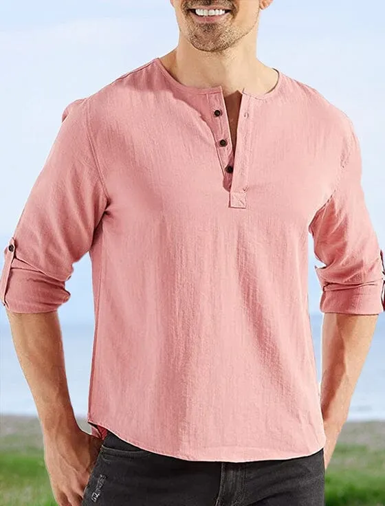 Cozy Solid Cotton Linen Button Shirt