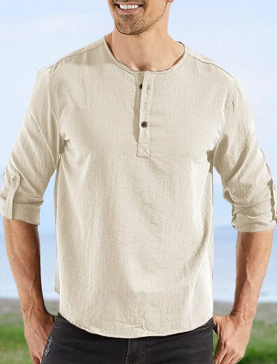 Cozy Solid Cotton Linen Button Shirt