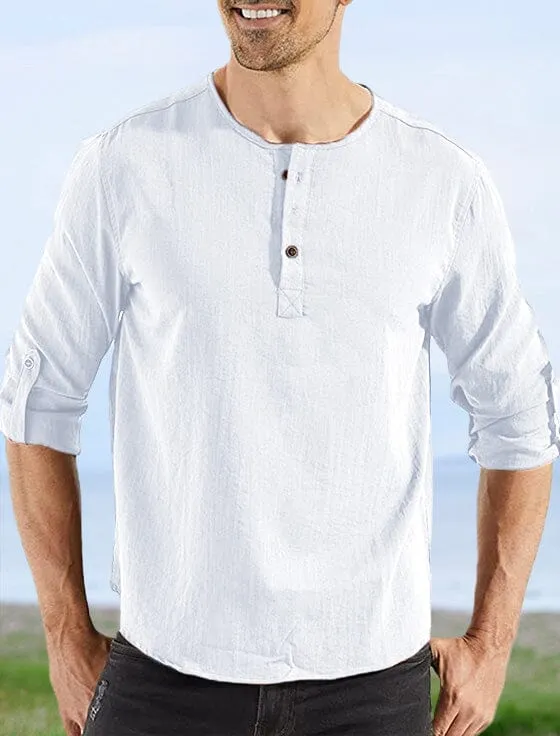 Cozy Solid Cotton Linen Button Shirt