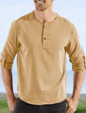 Cozy Solid Cotton Linen Button Shirt