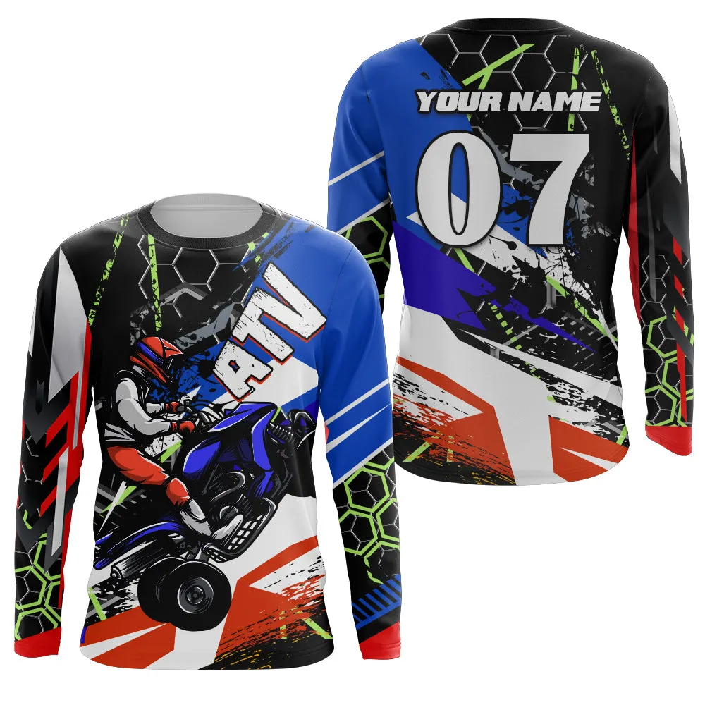 Custom Name ATV Motocross Jersey Quad Bike Shirt Adult Youth Off-road Racing, Gift for Biker 3D Long Sleeve