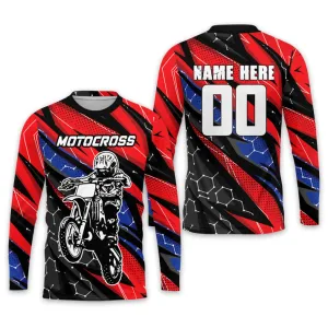 Custom Name Number Dirt Bike Jersey for Mens 3D Long Sleeve Moto Shirts