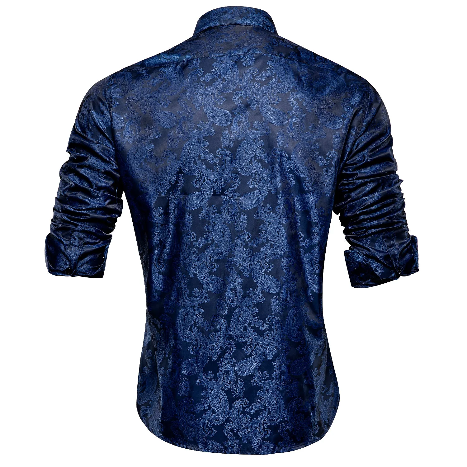 Dark Blue Paisley Men's Long Sleeve Shirt