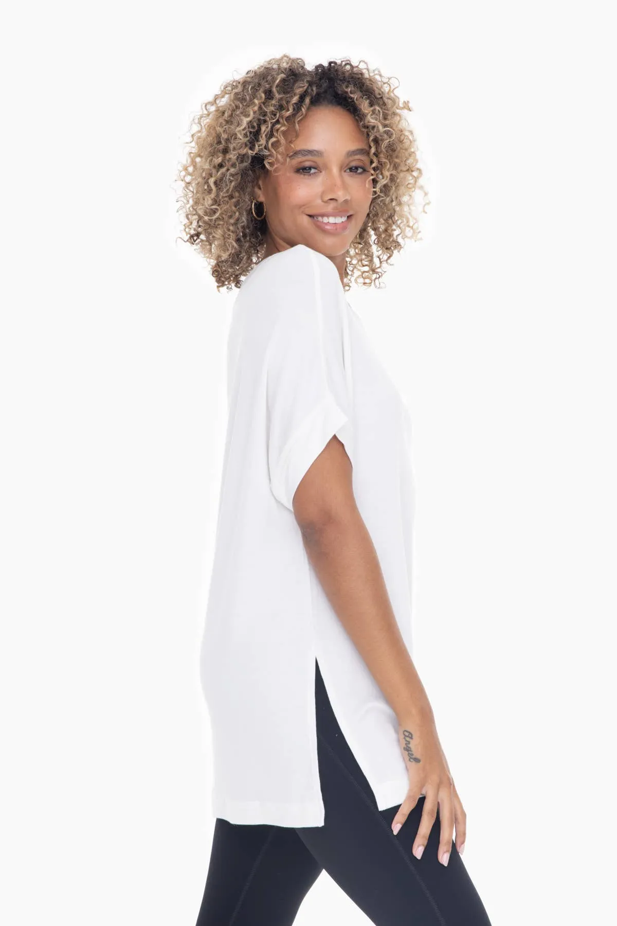 Dolman Sleeve Oversized Tunic Tee