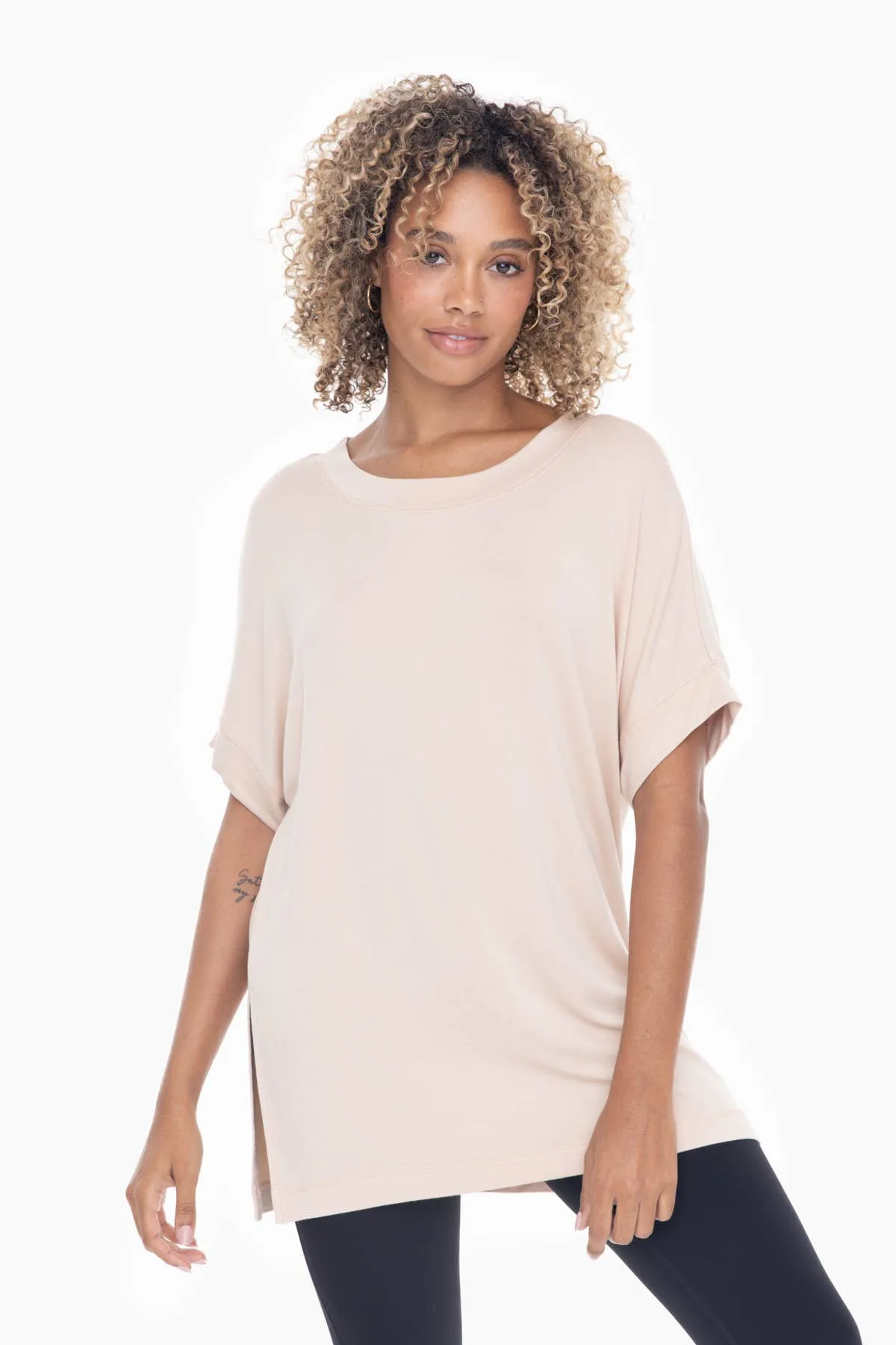 Dolman Sleeve Oversized Tunic Tee