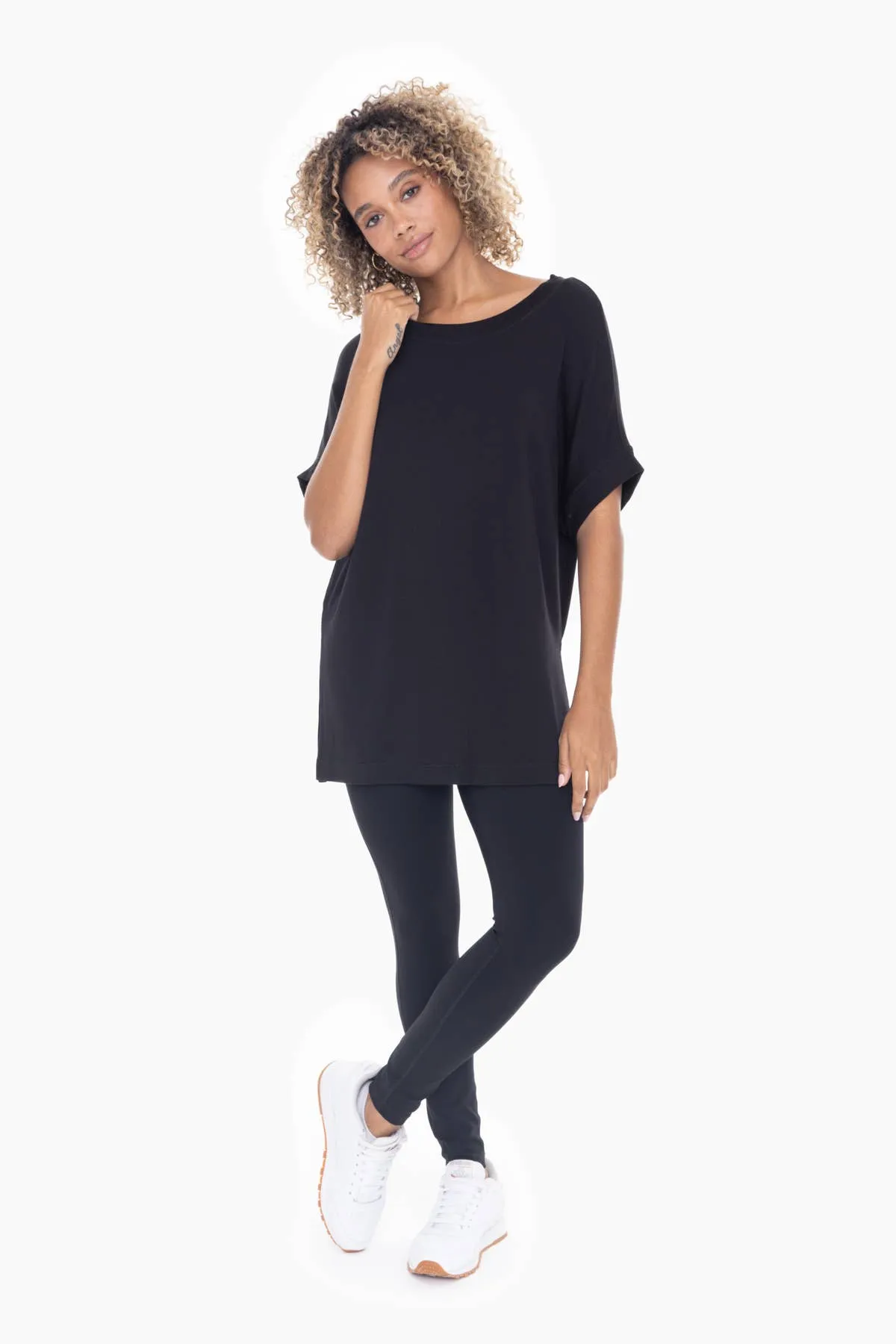 Dolman Sleeve Oversized Tunic Tee