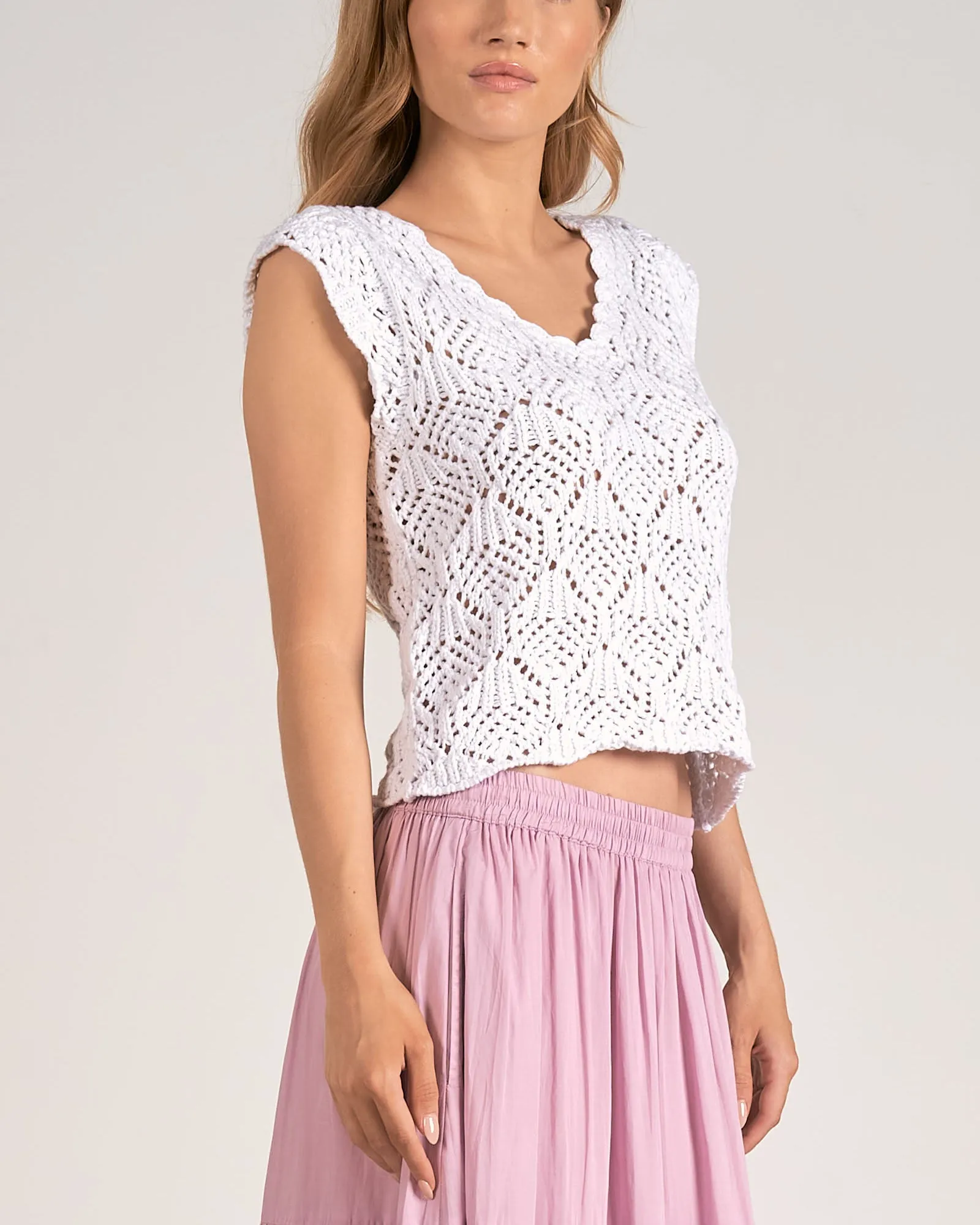 Elan Cap Sleeve Crochet Top