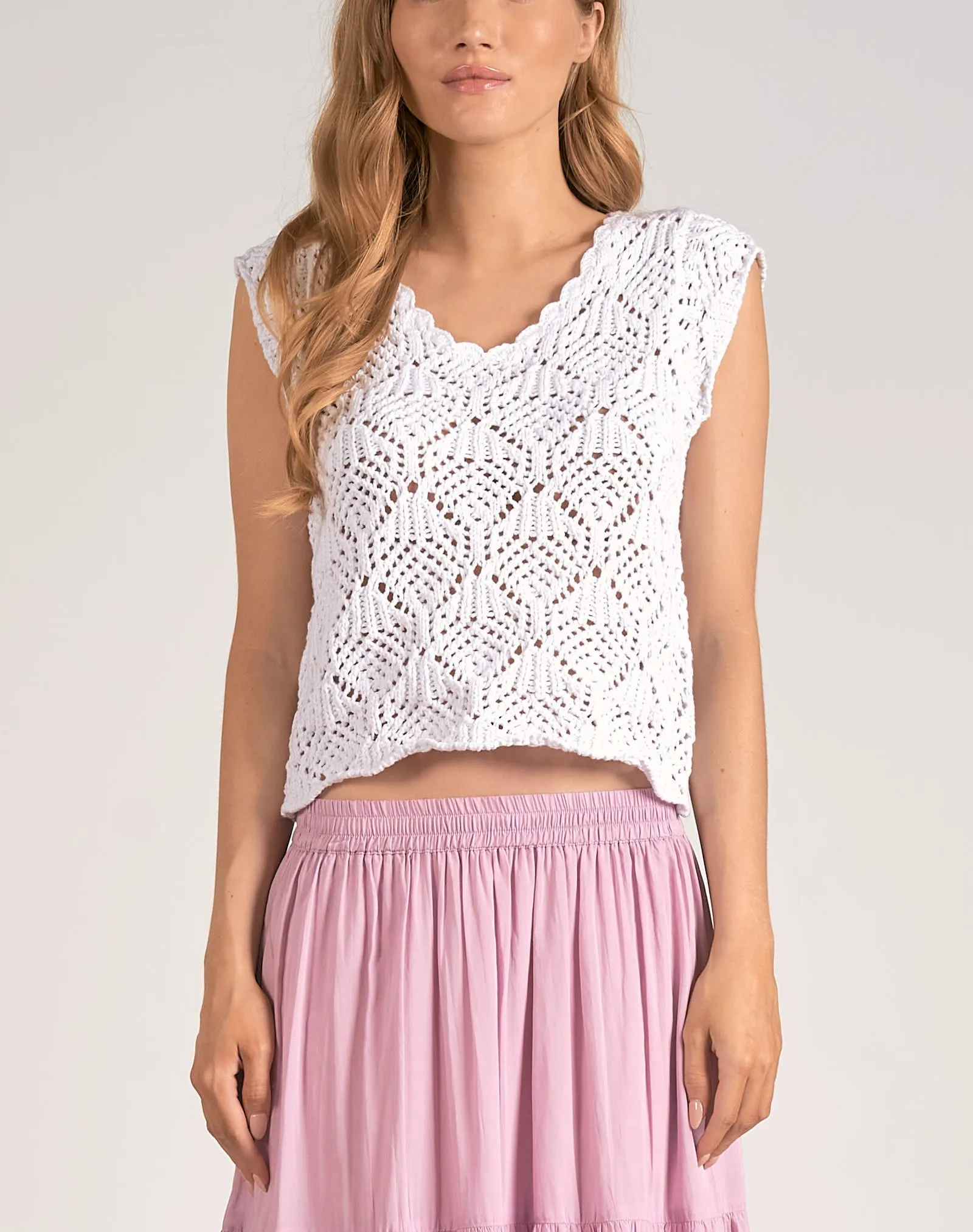 Elan Cap Sleeve Crochet Top