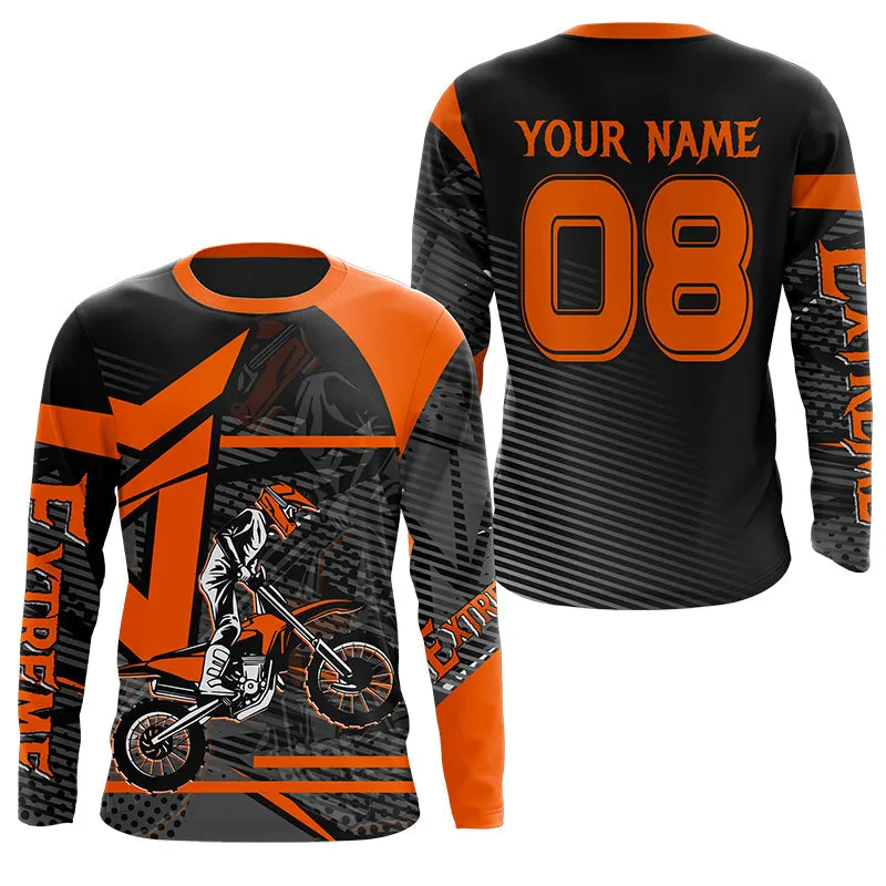 Extreme MX Jersey For Men Women Custom Dirt Bike Off-Road Orange Motocross Racing 3D Long Sleeve Shirt