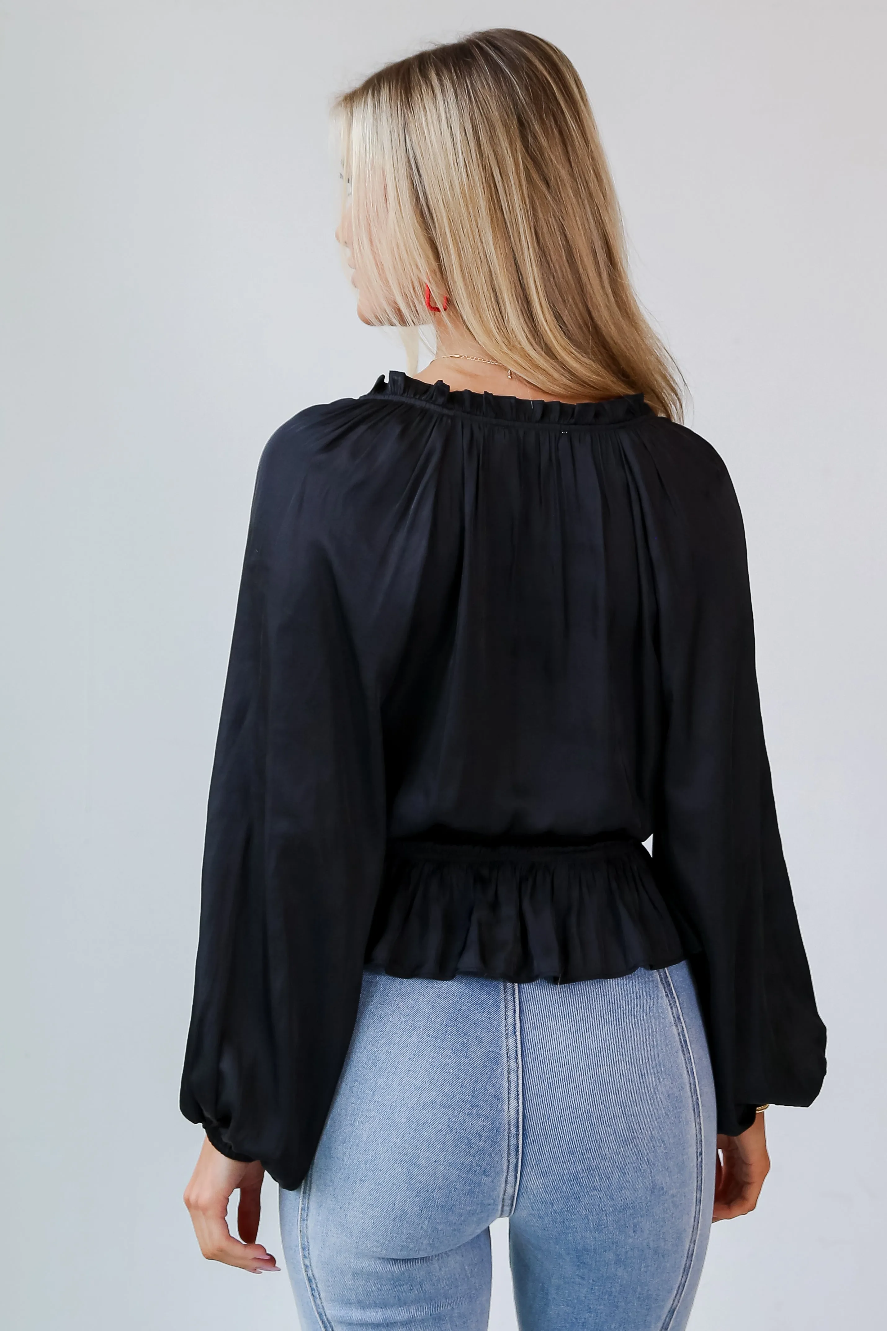 FINAL SALE - Exceptional Radiance Satin Peplum Blouse