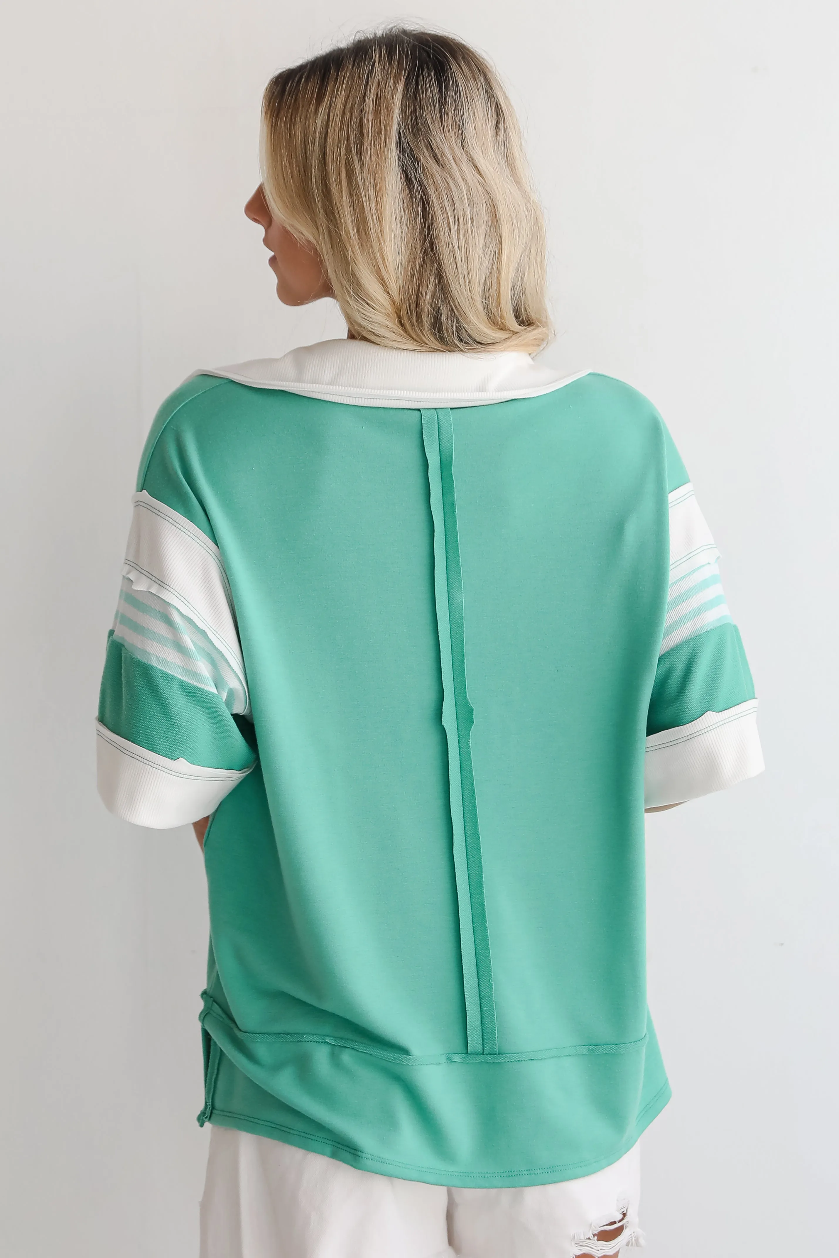 FINAL SALE - Trending Adoration Green Collared Top