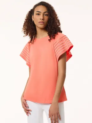 Flutter Short-Sleeve Top, Cotton Modal