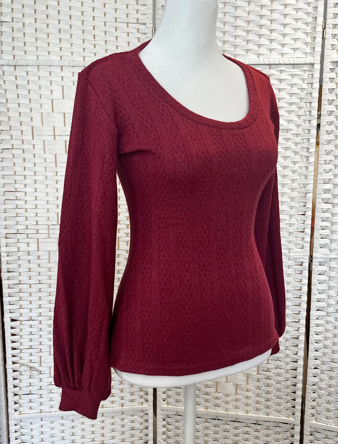 Grace Top - Pointelle, Merlot