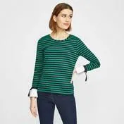 Green Striped Top with Bow Cuffs