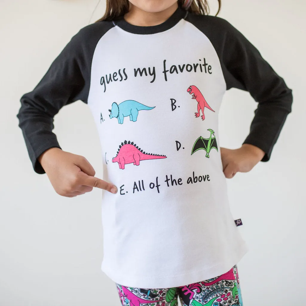 “Guess My Favorite” Dinosaurs Raglan Shirt