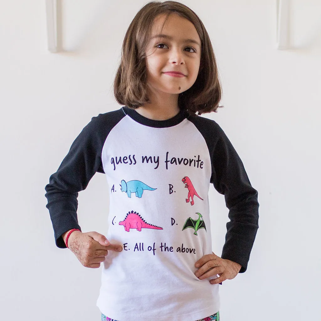 “Guess My Favorite” Dinosaurs Raglan Shirt