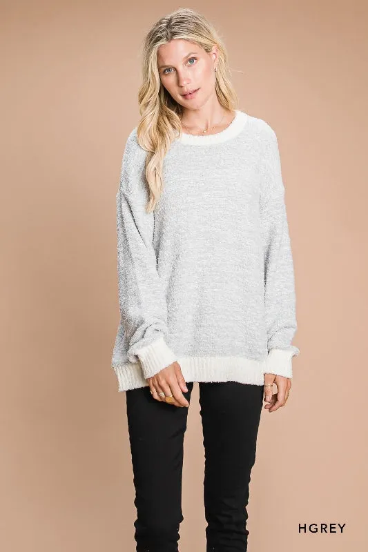 Heather Gray Casual Soft Sweater Top