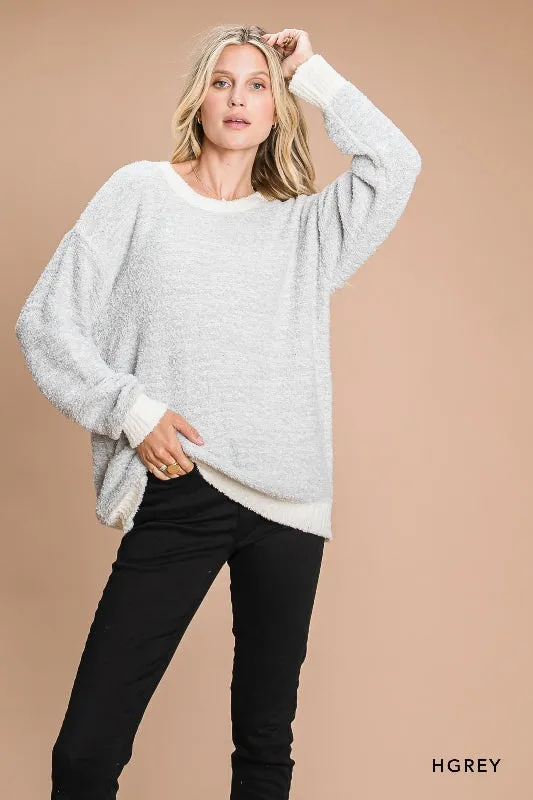 Heather Gray Casual Soft Sweater Top