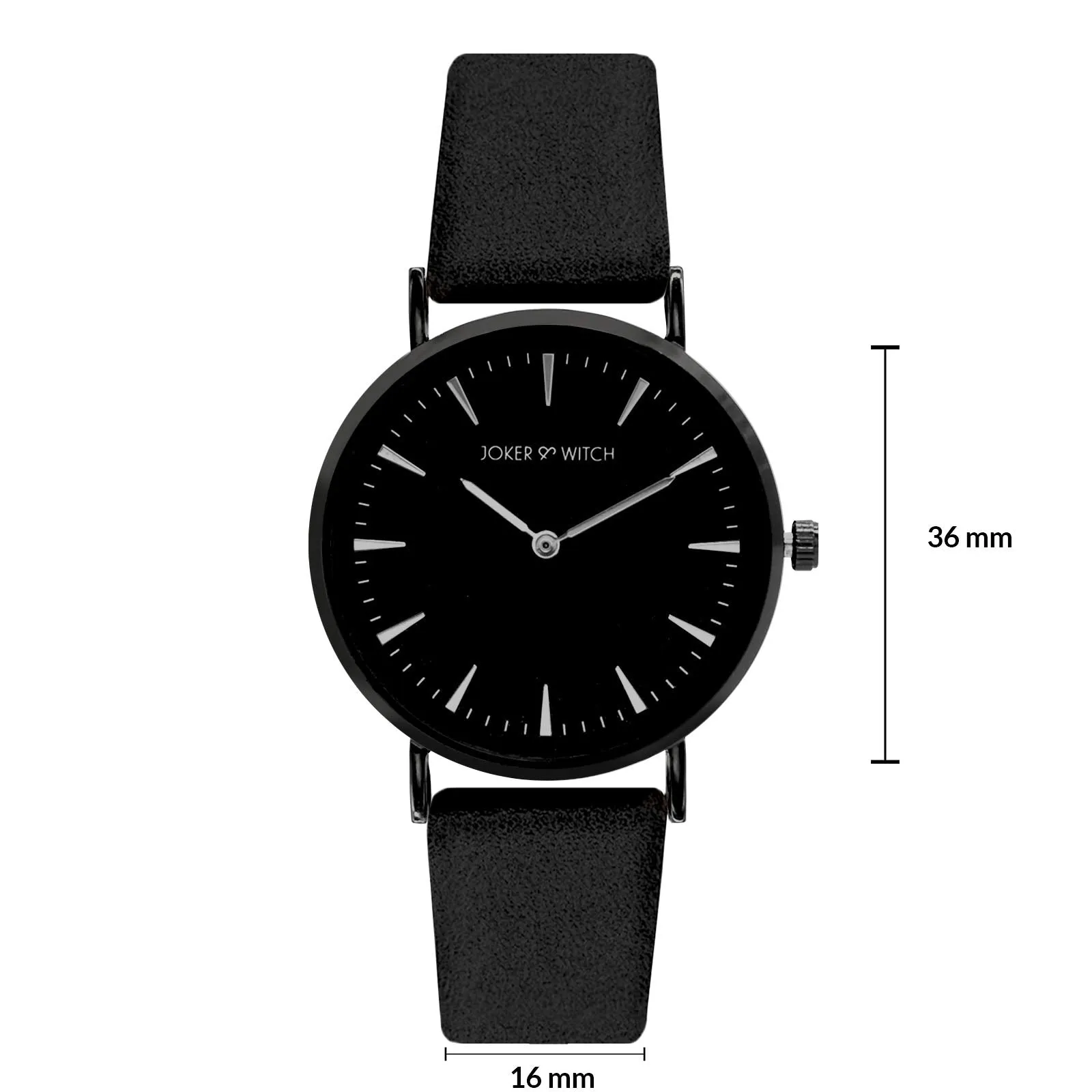 Joker & Witch INES All Black Faux Leather Strap Watch for Women