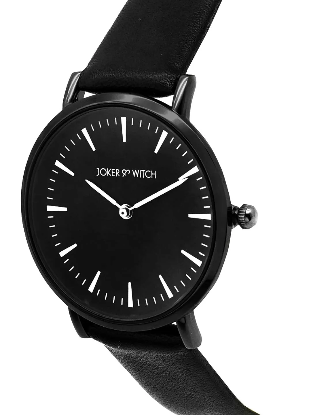 Joker & Witch INES All Black Faux Leather Strap Watch for Women