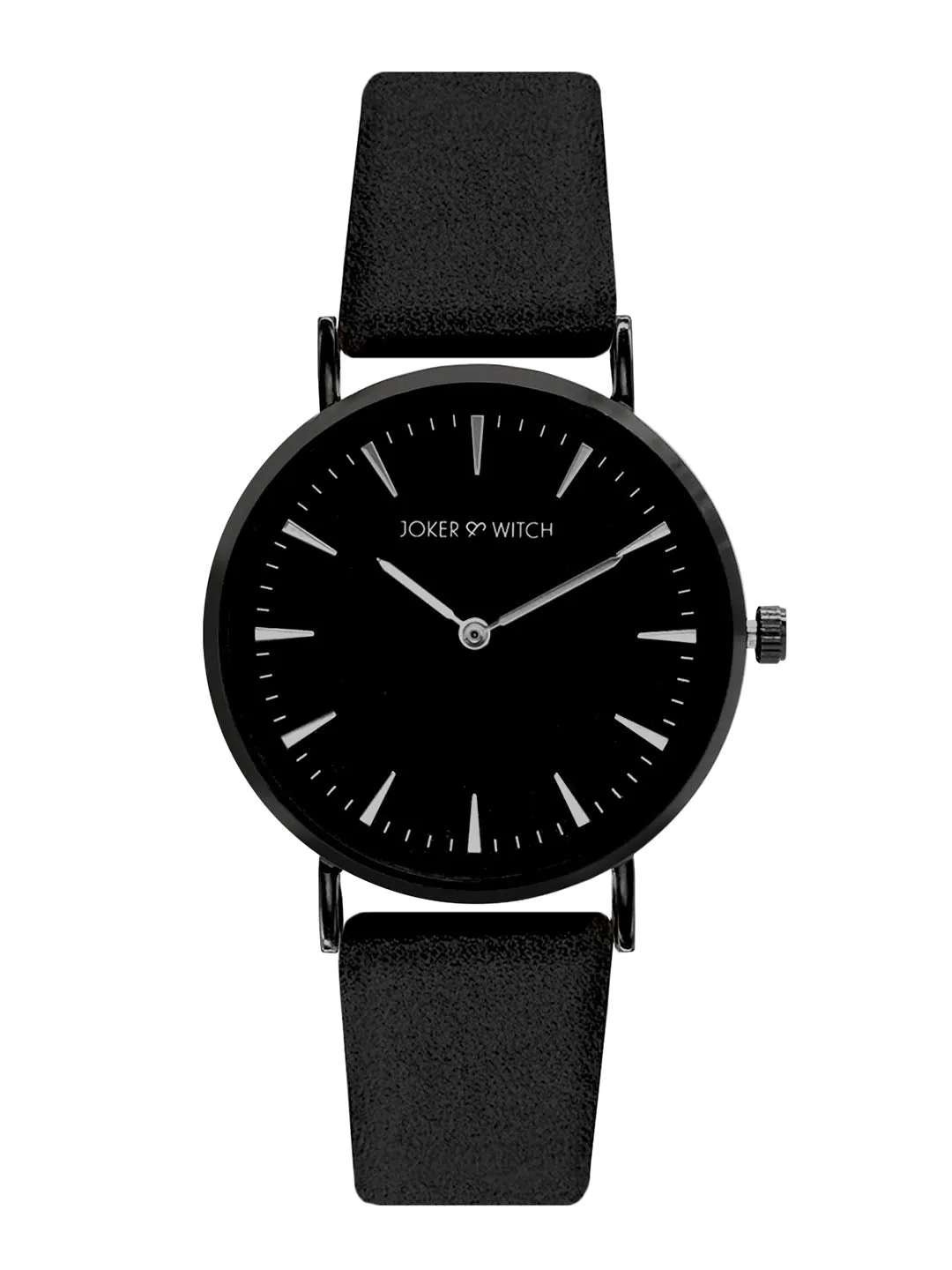 Joker & Witch INES All Black Faux Leather Strap Watch for Women