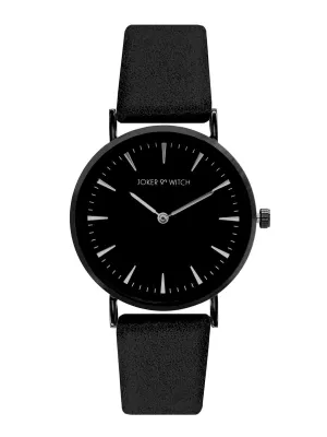 Joker & Witch INES All Black Faux Leather Strap Watch for Women