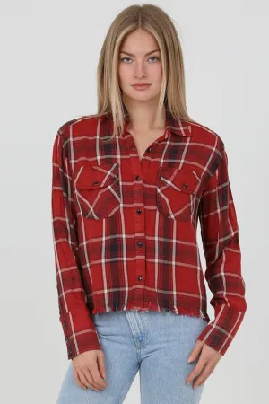 Jr Flannel - With Frayed Hem - Red