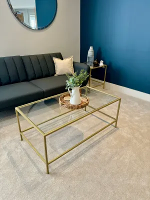 Madison Glass Metal Coffee Table - Gold