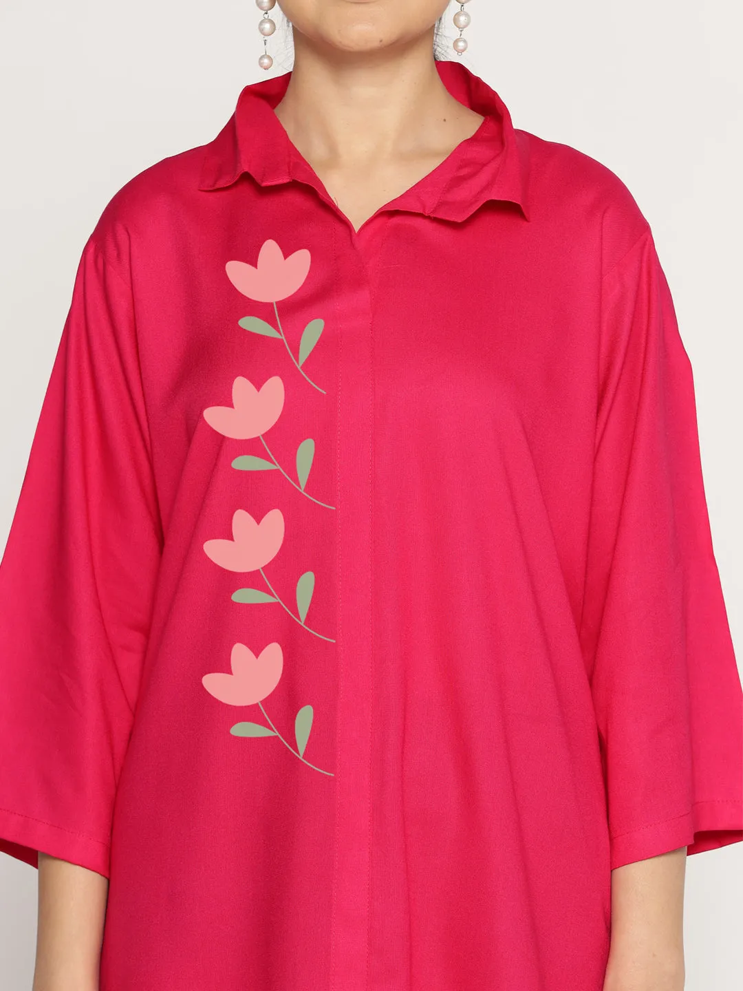 Magenta Rayon ShirtTop - Bonheur