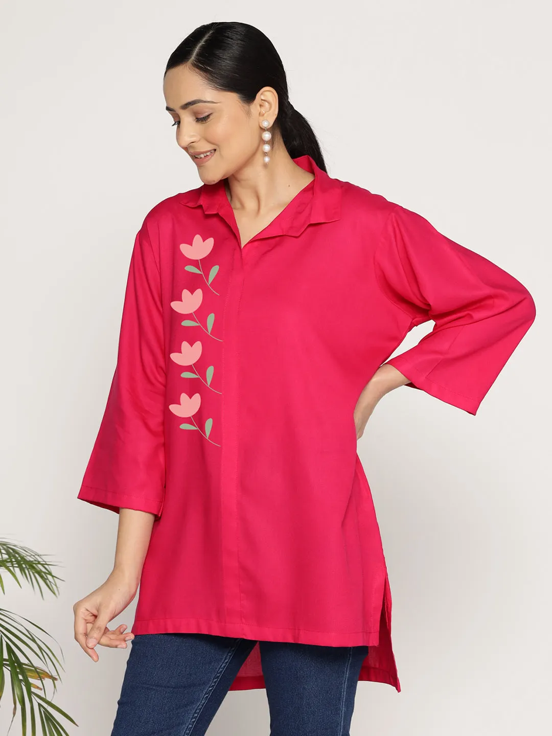 Magenta Rayon ShirtTop - Bonheur