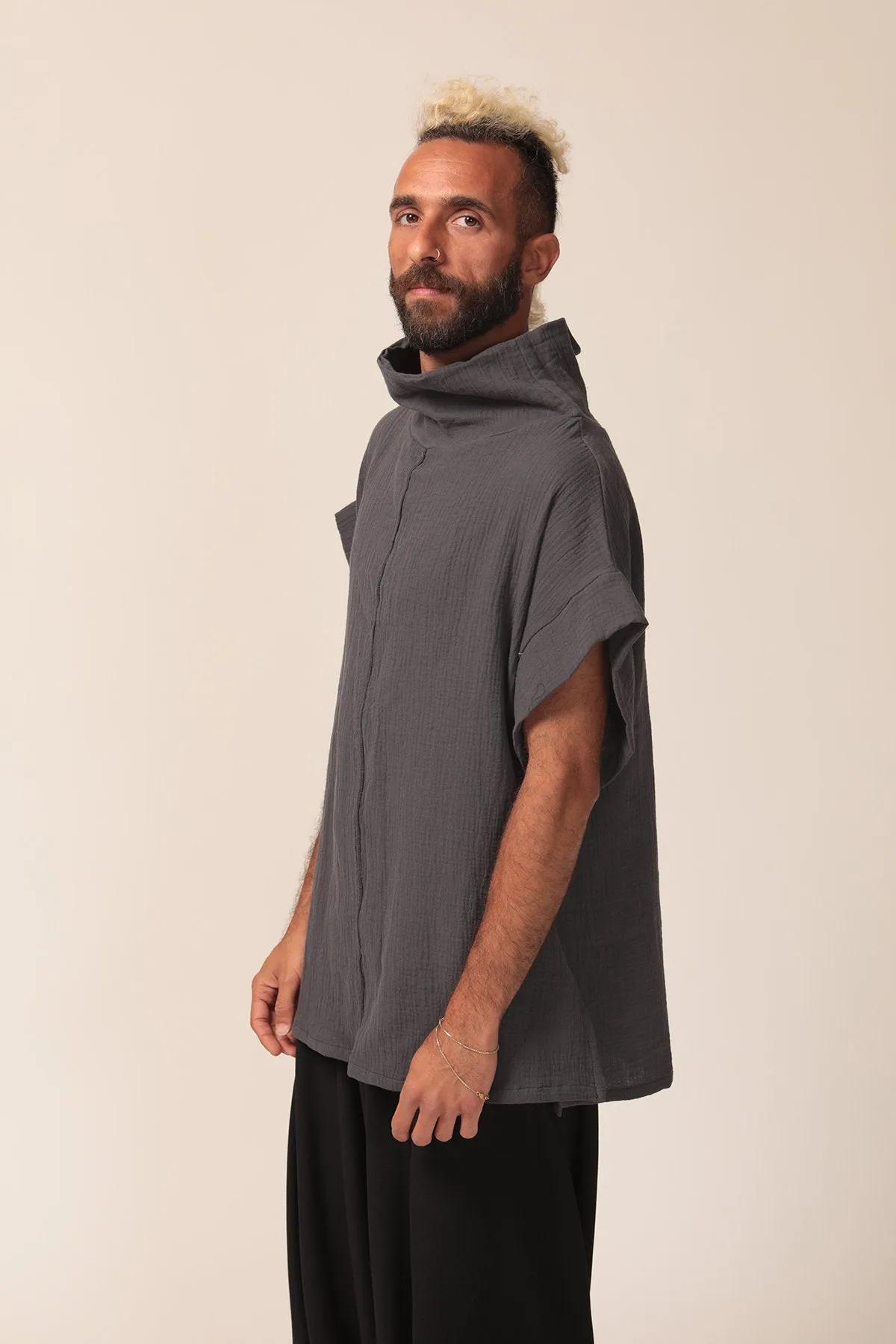 Men's Oversize Dark Grey Cotton Top